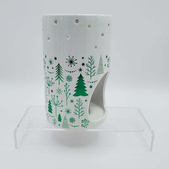 Yankee Candle Luminary Tea Light Holder Balsam & Cedar Green & White Holiday New - Picture 9 of 13